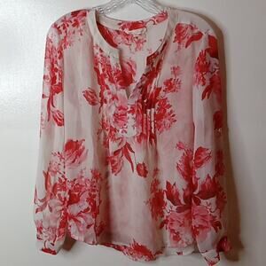 Creative Commune Women's Floral Sheer Medium Blouse. Office, Dressy